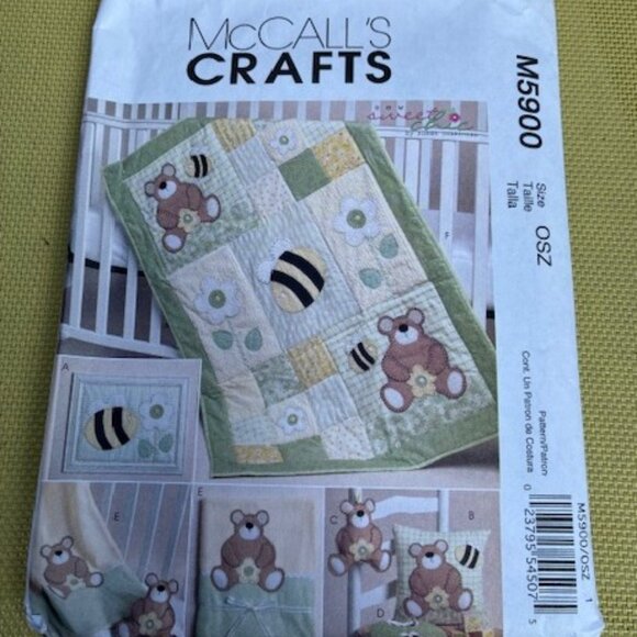 McCall's Craft Pattern M5900 Baby Child Bears Bees Quilt Blanket Pillow UNCUT - Picture 1 of 3